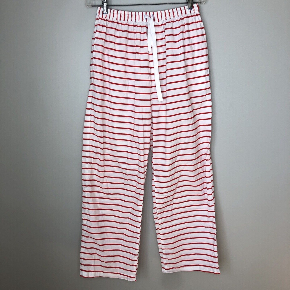 Sant And Abel Adult Large Red White Striped Pull On  Pockets Lounge Pajama Pants